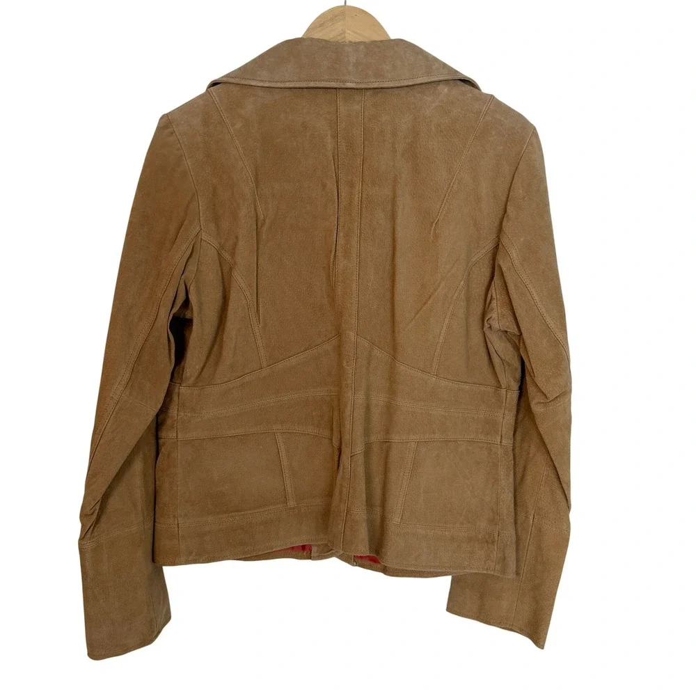 Wilsons Leather Suede Jacket Womens XL Tan Excellent 70s Style Boho Coat